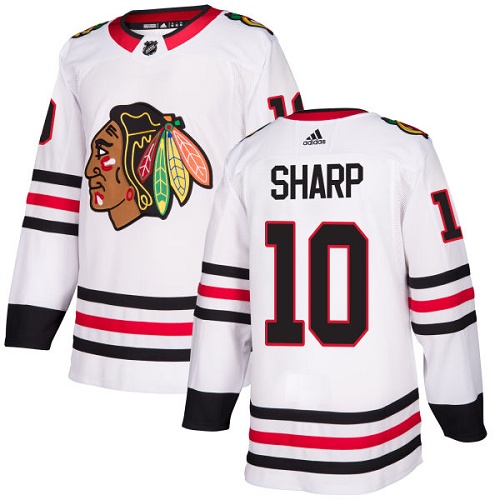 Adidas Men Chicago Blackhawks #10 Patrick Sharp White Road Authentic Stitched NHL Jersey->chicago blackhawks->NHL Jersey